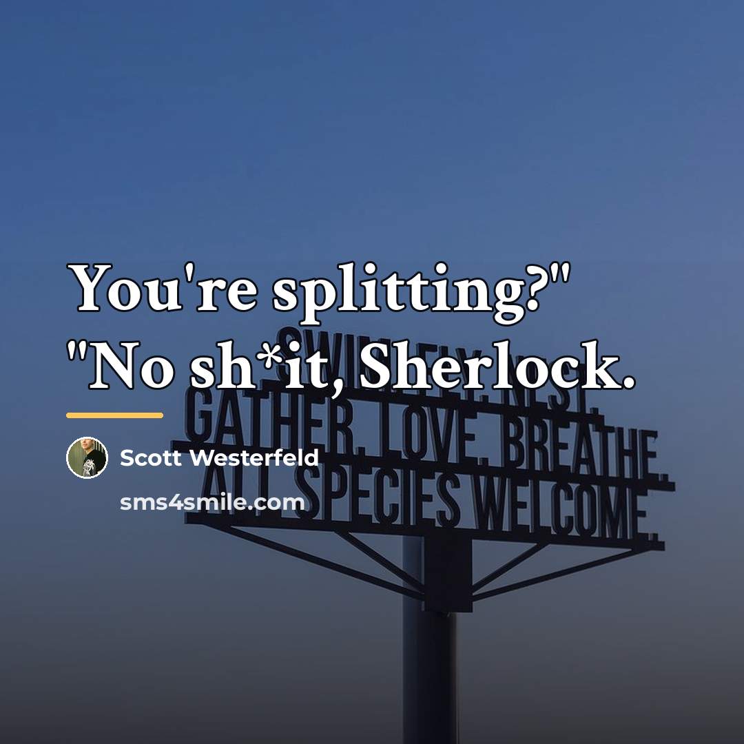 “You're splitting?" "No sh*it, Sherlock.…” quote by Scott Westerfeld