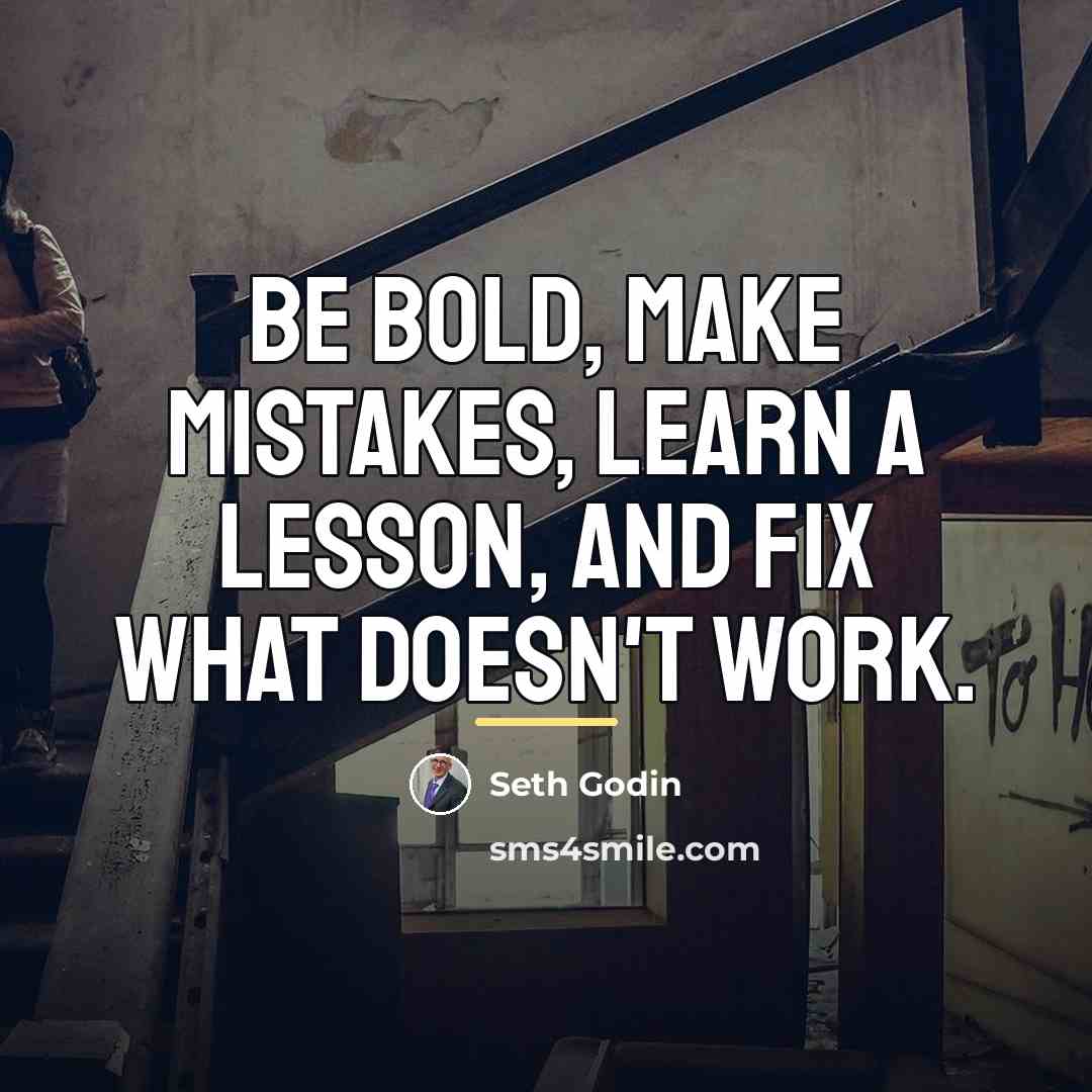 “Be bold, make mistakes, learn a lesson, and fix what…” quote by Seth Godin