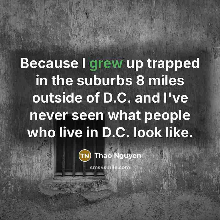 “Because I grew up trapped in the suburbs 8 miles…” quote by Thao Nguyen