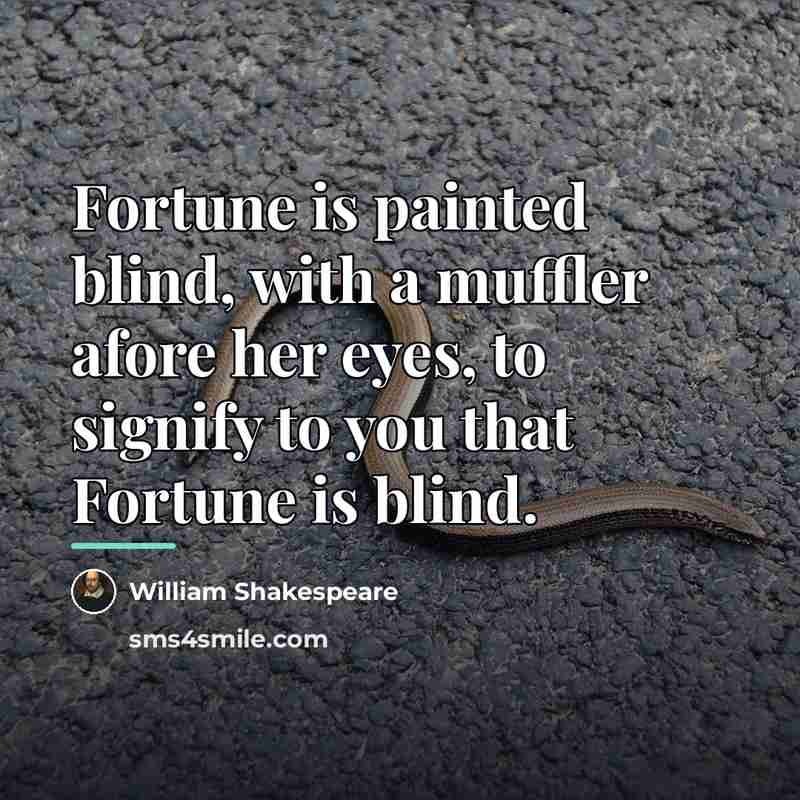 “Fortune is painted blind, with a muffler afore her eyes,…” quote by William Shakespeare