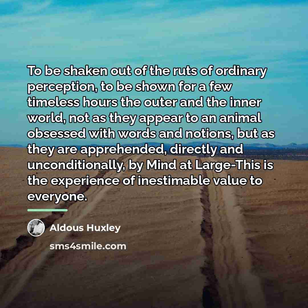“To be shaken out of the ruts of ordinary perception,…” quote by Aldous Huxley