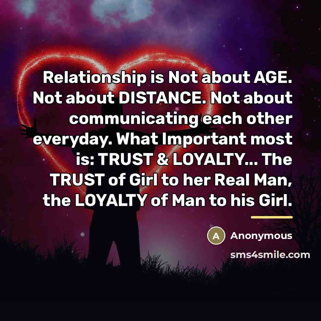 “Relationship is Not about AGE. Not about DISTANCE. Not about…” quote by Anonymous