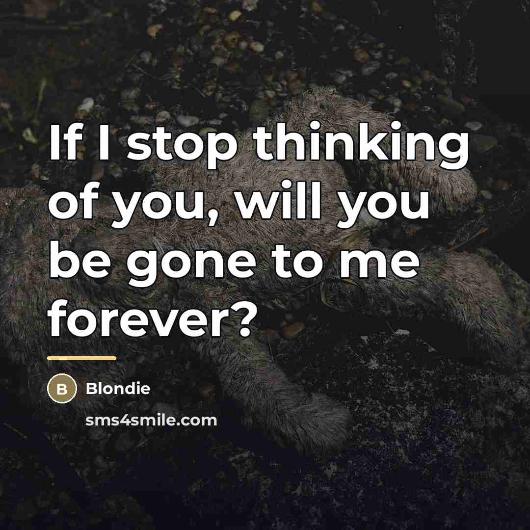 “If I stop thinking of you, will you be gone…” quote by Blondie