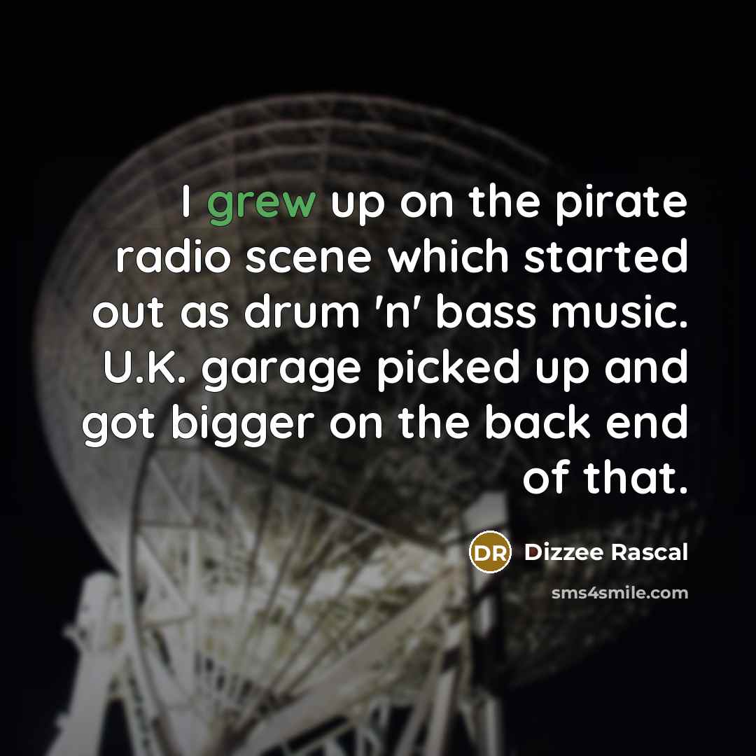 “I grew up on the pirate radio scene which started…” quote by Dizzee Rascal