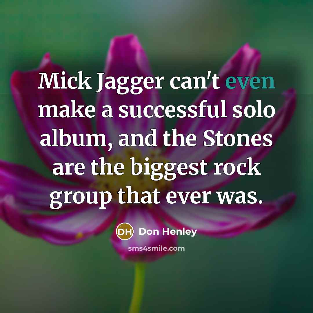 “Mick Jagger can't even make a successful solo album, and…” quote by Don Henley
