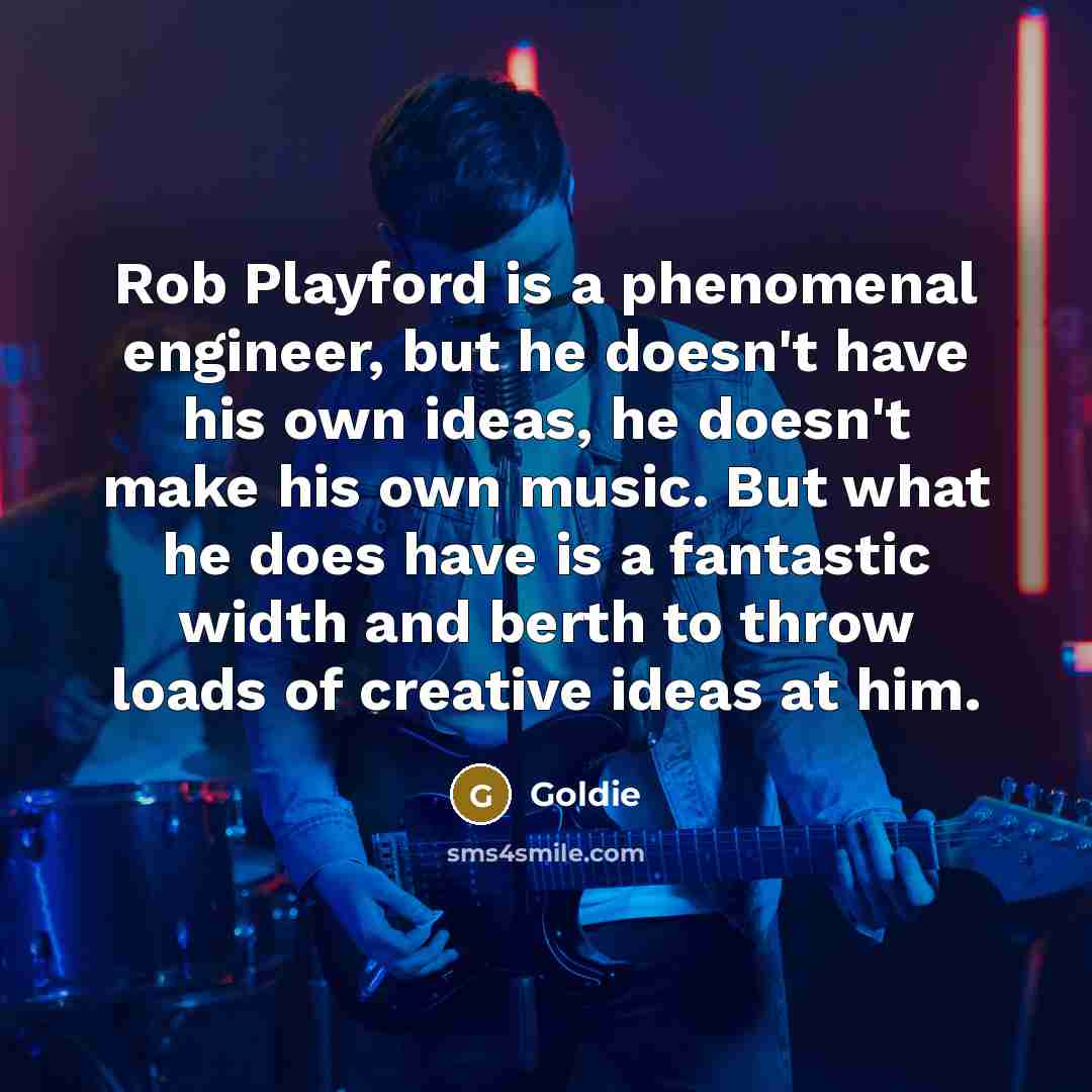 “Rob Playford is a phenomenal engineer, but he doesn't have…” quote by Goldie