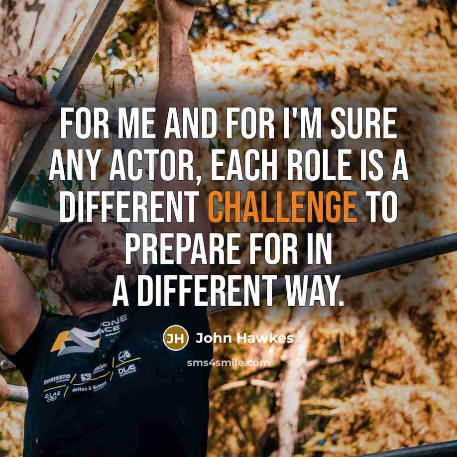 “For me and for I'm sure any actor, each role…” quote by John Hawkes