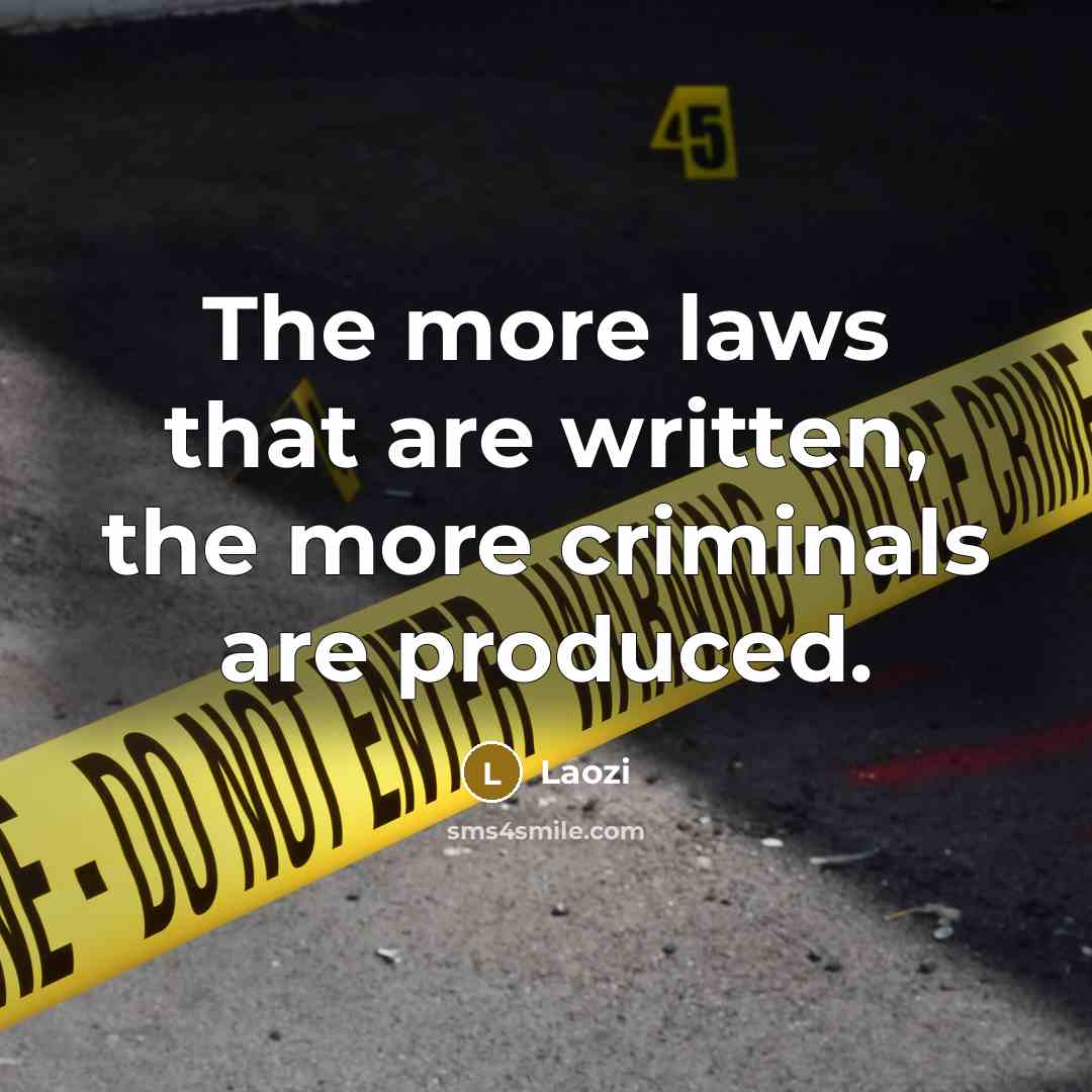 “The more laws that are written, the more criminals are…” quote by Laozi