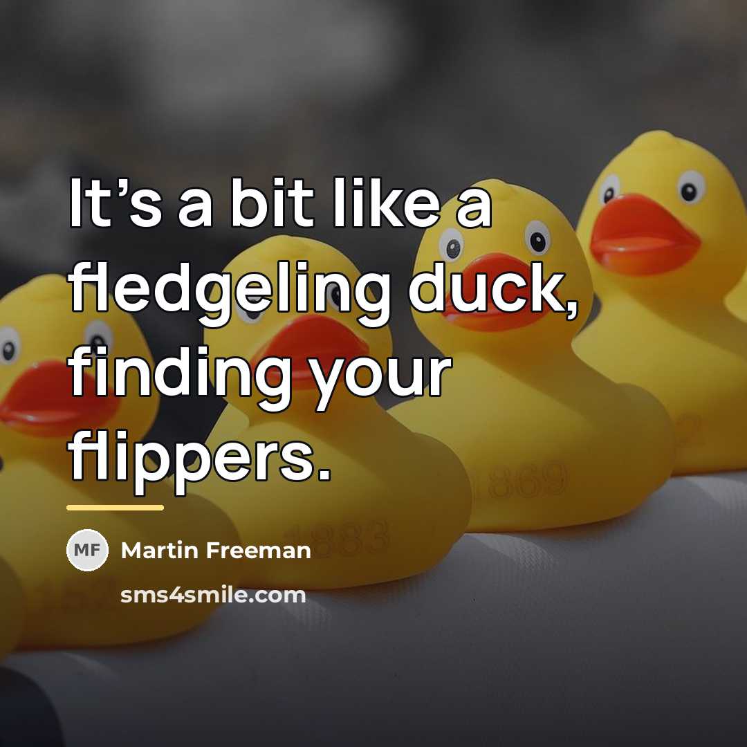 “It's a bit like a fledgeling duck, finding your flippers.…” quote by Martin Freeman