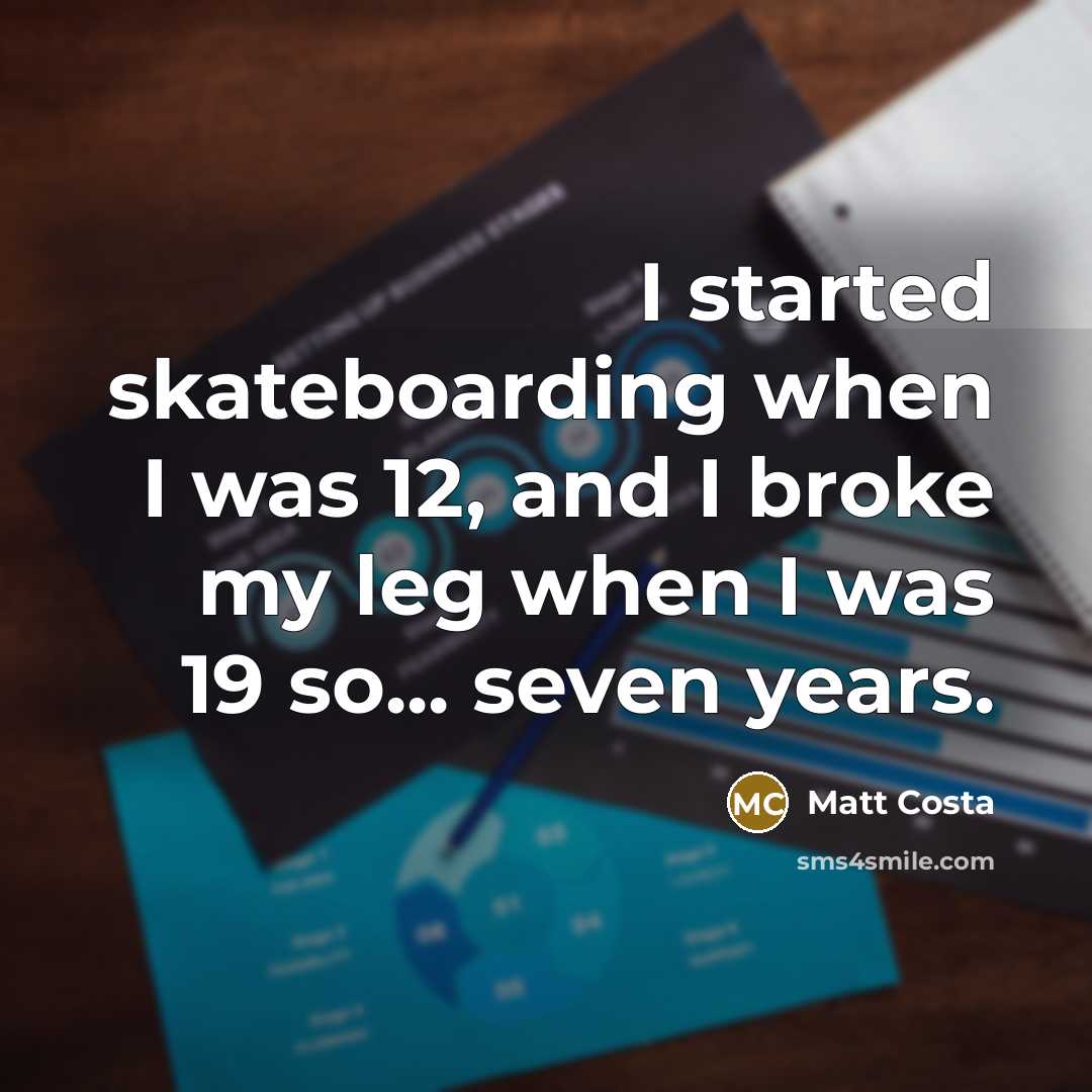“I started skateboarding when I was 12, and I broke…” quote by Matt Costa