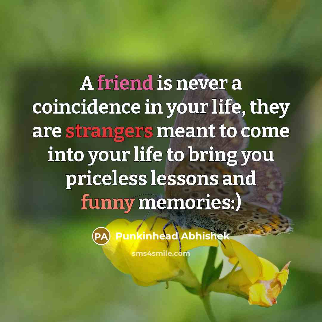 “A friend is never a coincidence in your life, they…” quote by Punkinhead Abhishek