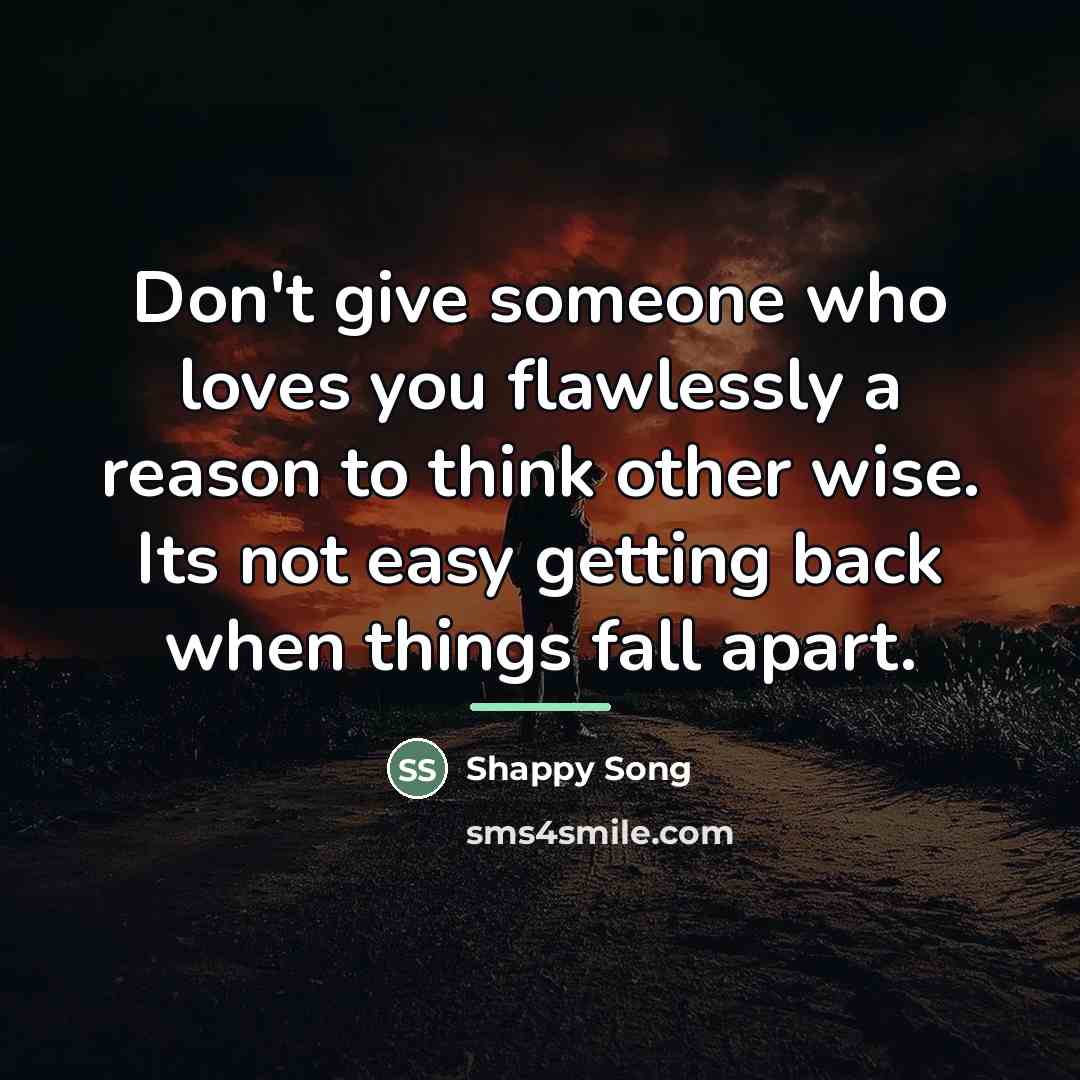 “Don't give someone who loves you flawlessly a reason to…” quote by Shappy Song