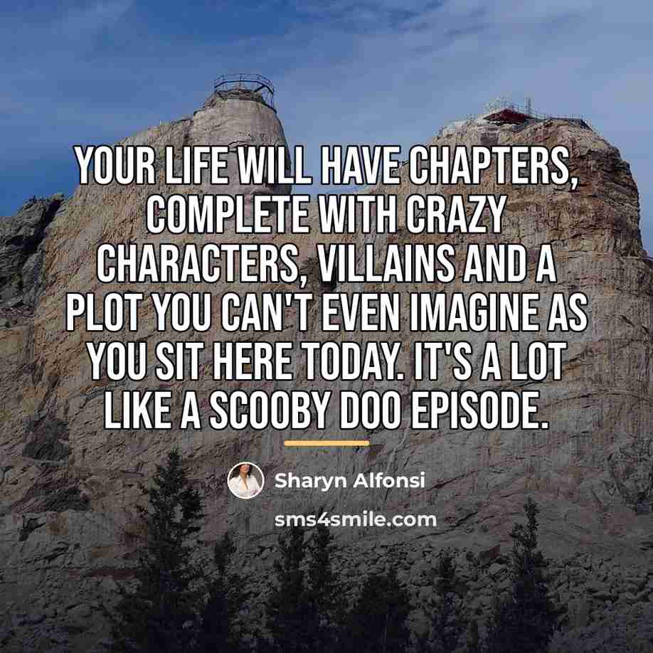 “Your life will have chapters, complete with crazy characters, villains…” quote by Sharyn Alfonsi