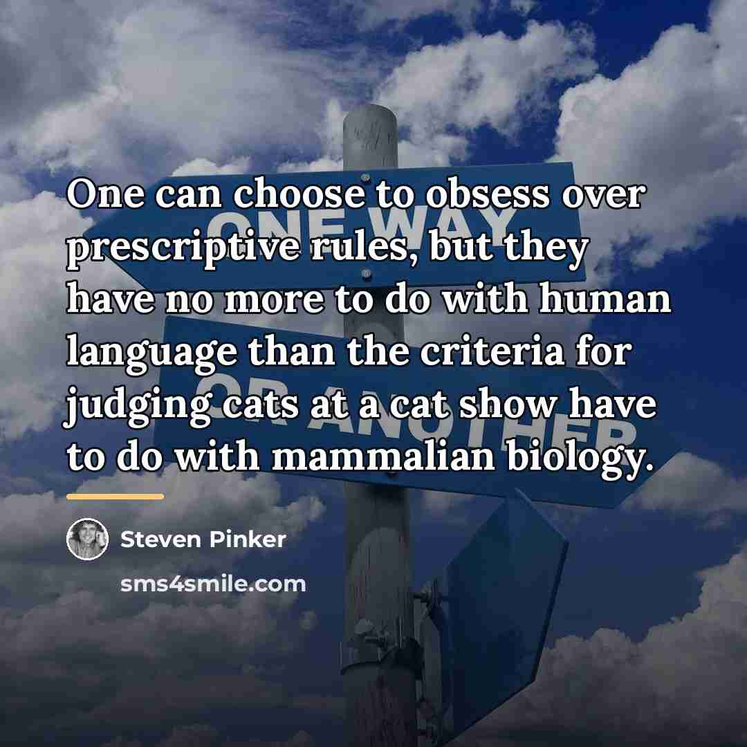 “One can choose to obsess over prescriptive rules, but they…” quote by Steven Pinker