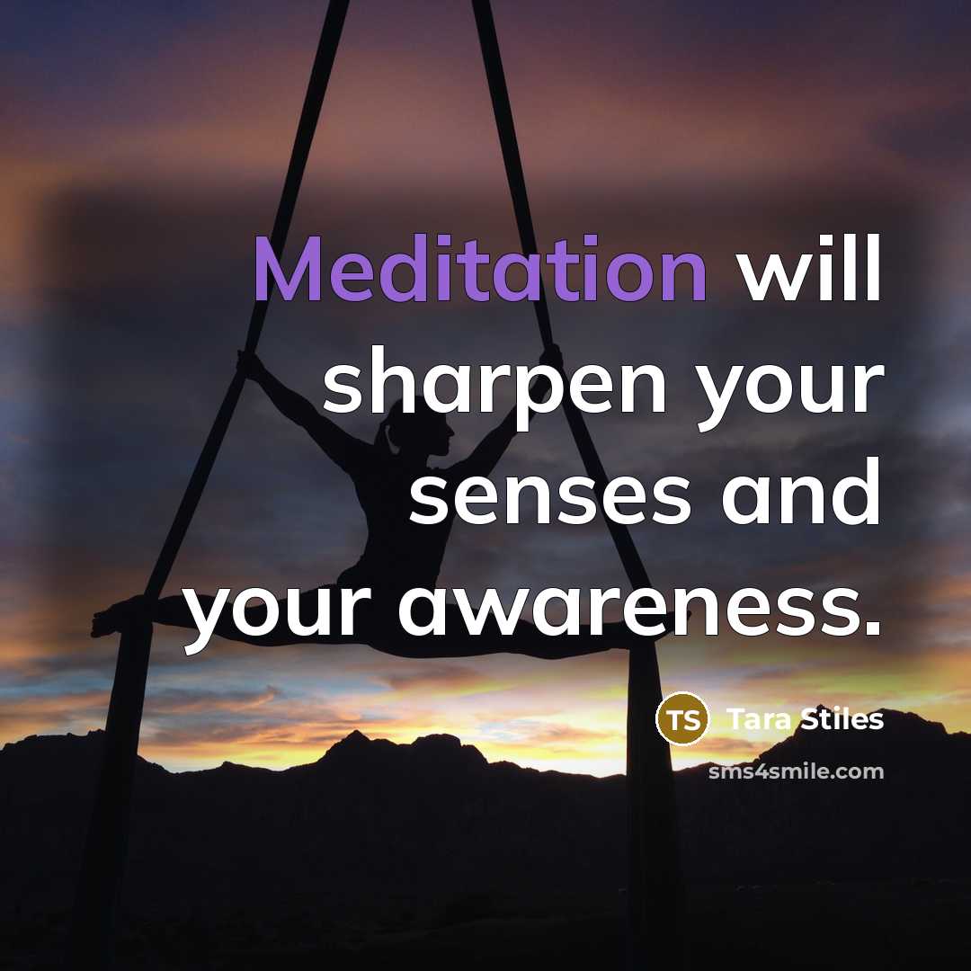 “Meditation will sharpen your senses and your awareness.…” quote by Tara Stiles