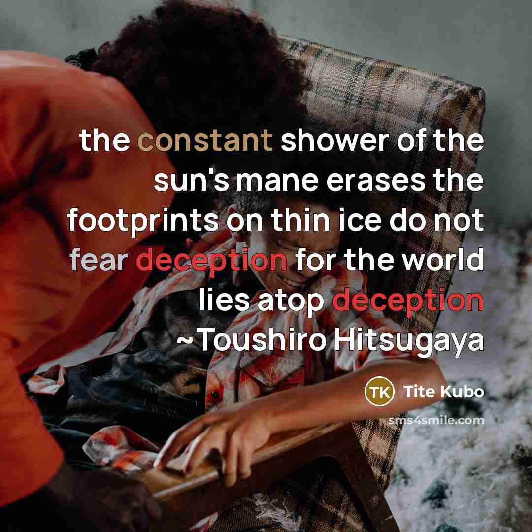“the constant shower of the sun's mane erases the footprints…” quote by Tite Kubo