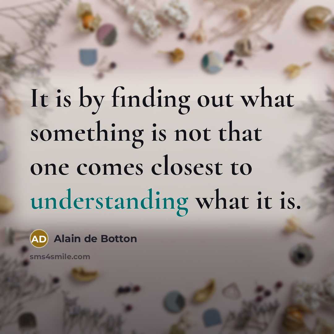 “It is by finding out what something is not that…” quote by Alain de Botton