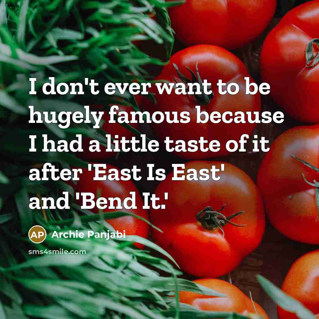 “I don't ever want to be hugely famous because I…” quote by Archie Panjabi