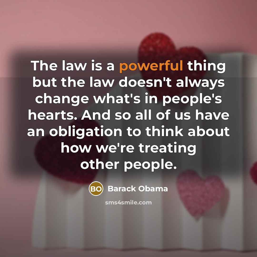 “The law is a powerful thing but the law doesn't…” quote by Barack Obama