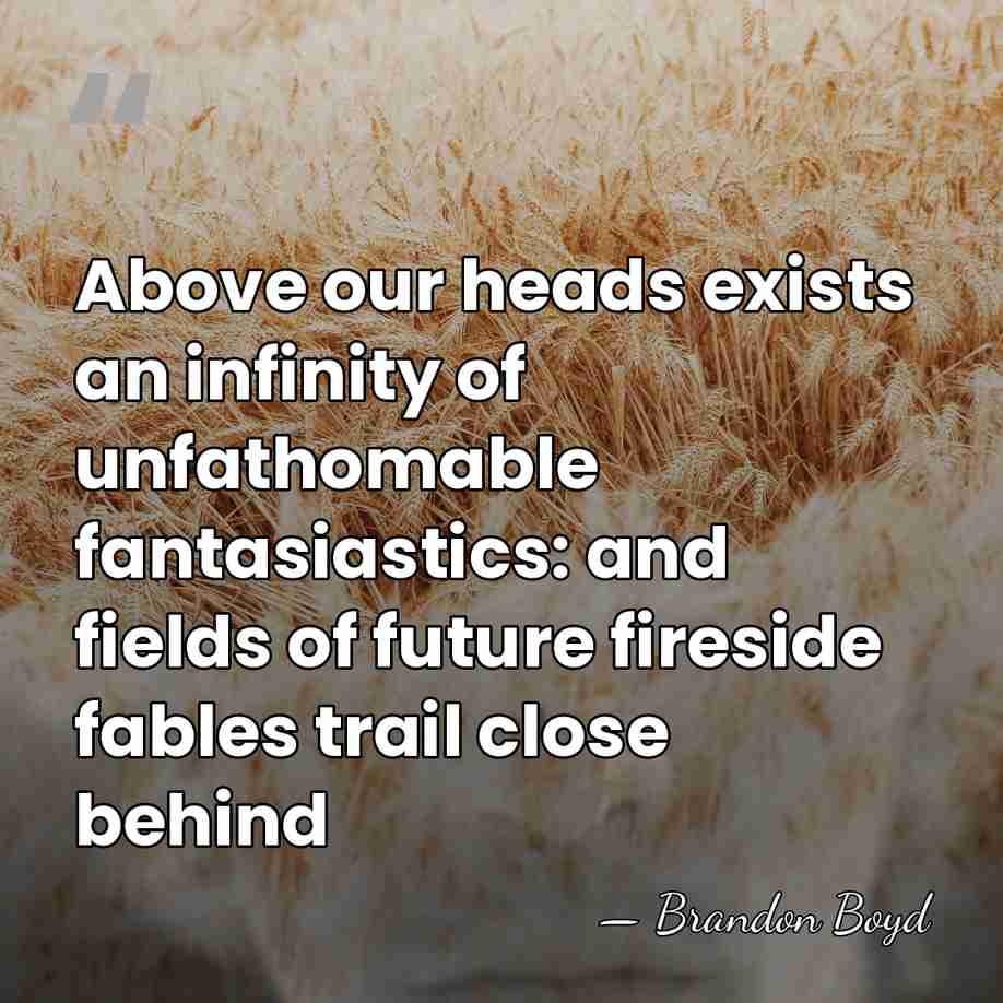 Above our heads exists an infinity of unfathomable fantasiastics: and fields of&hellip; - Brandon Boyd