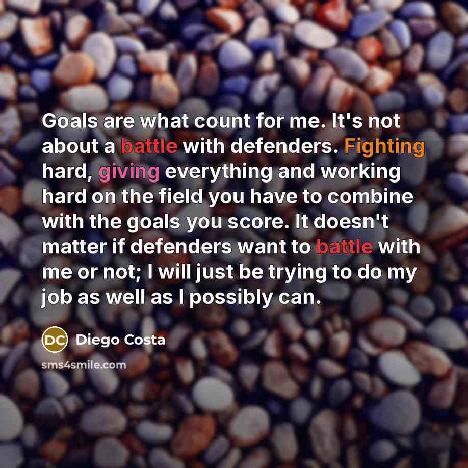 “Goals are what count for me. It's not about a…” quote by Diego Costa