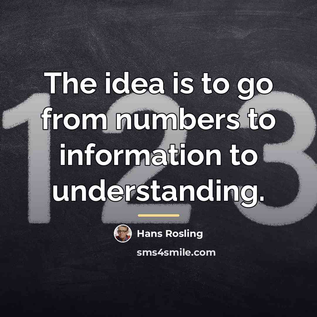 “The idea is to go from numbers to information to…” quote by Hans Rosling