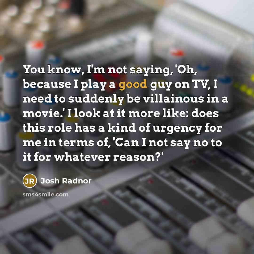 “You know, I'm not saying, 'Oh, because I play a…” quote by Josh Radnor