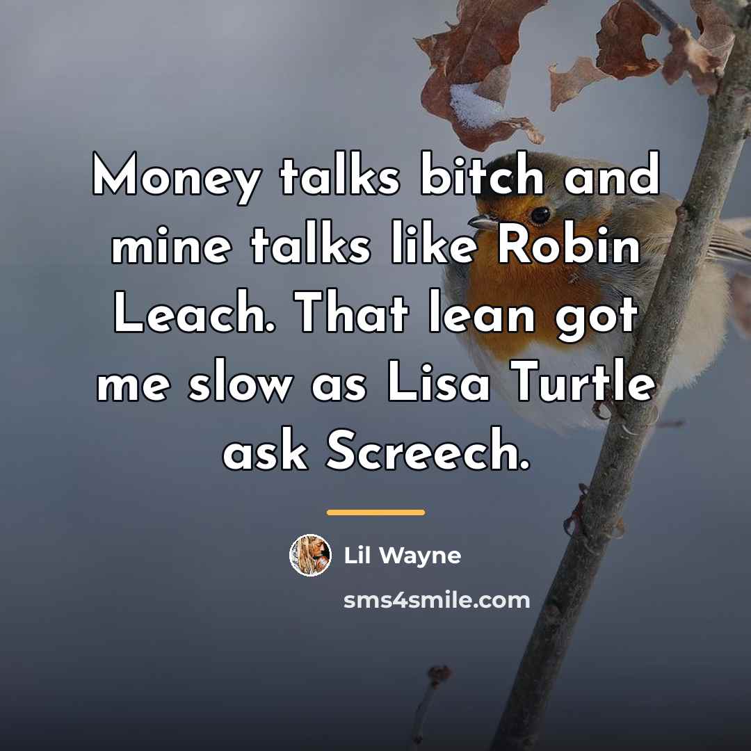 “Money talks bitch and mine talks like Robin Leach. That…” quote by Lil Wayne