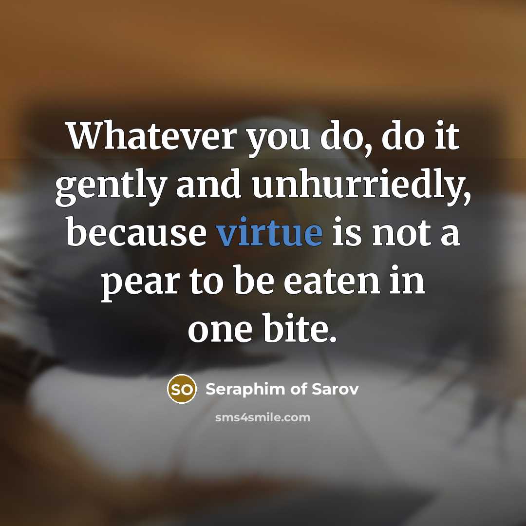 “Whatever you do, do it gently and unhurriedly, because virtue…” quote by Seraphim of Sarov