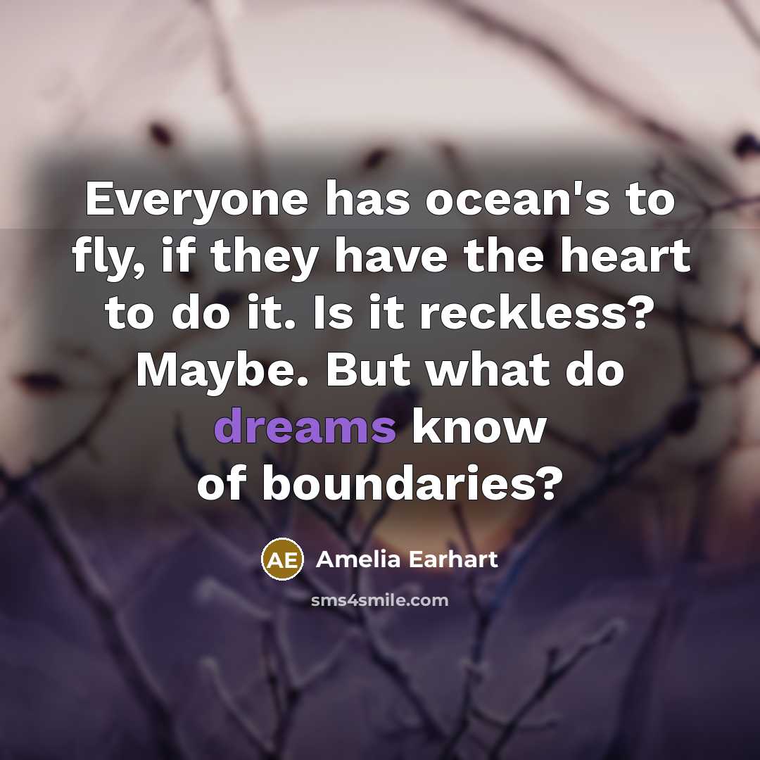 “Everyone has ocean's to fly, if they have the heart…” quote by Amelia Earhart
