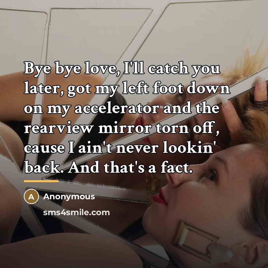 “Bye bye love, I'll catch you later, got my left…” quote by Anonymous