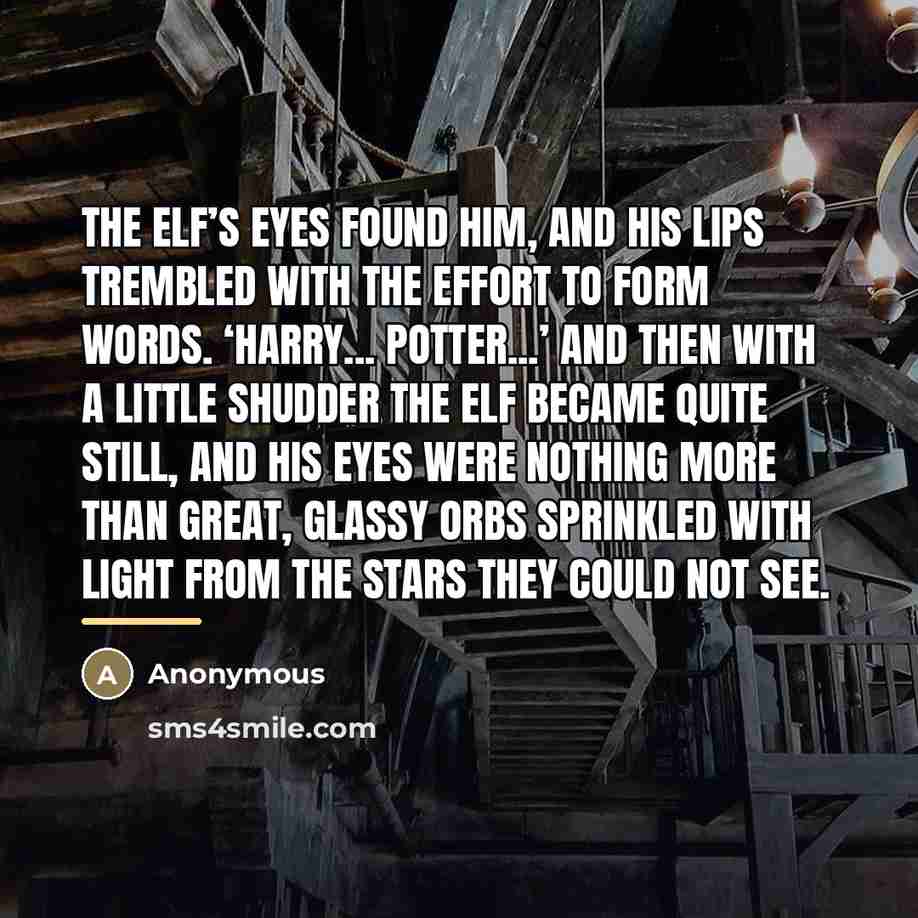 “The elf’s eyes found him, and his lips trembled with…” quote by Anonymous