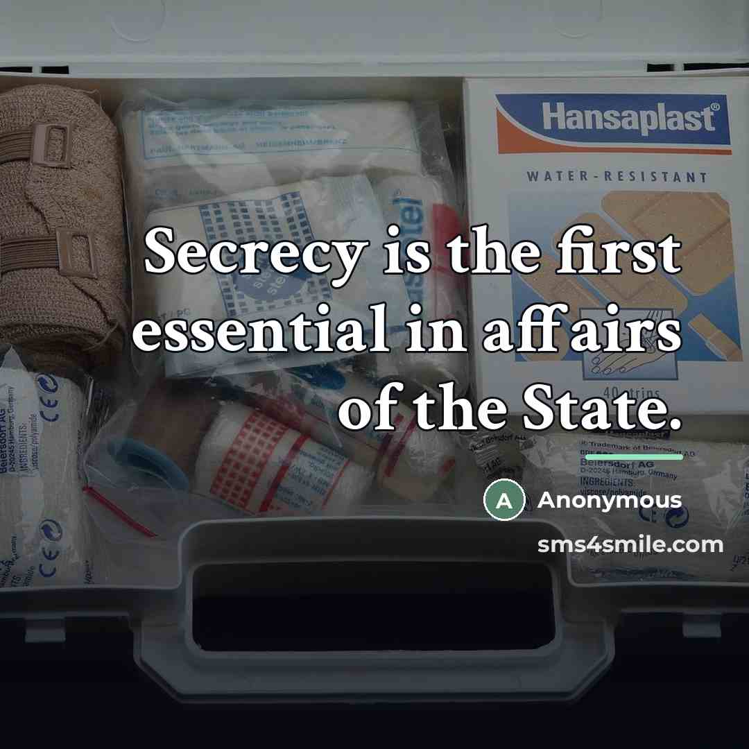 “Secrecy is the first essential in affairs of the State.…” quote by Anonymous