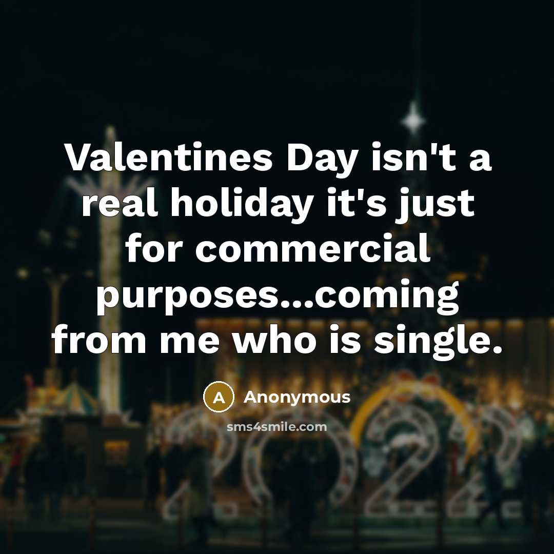 “Valentines Day isn't a real holiday it's just for commercial purposes...coming from me who is single.” quote by Anonymous
