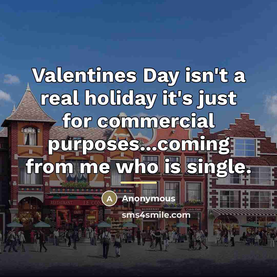 “Valentines Day isn't a real holiday it's just for commercial…” quote by Anonymous