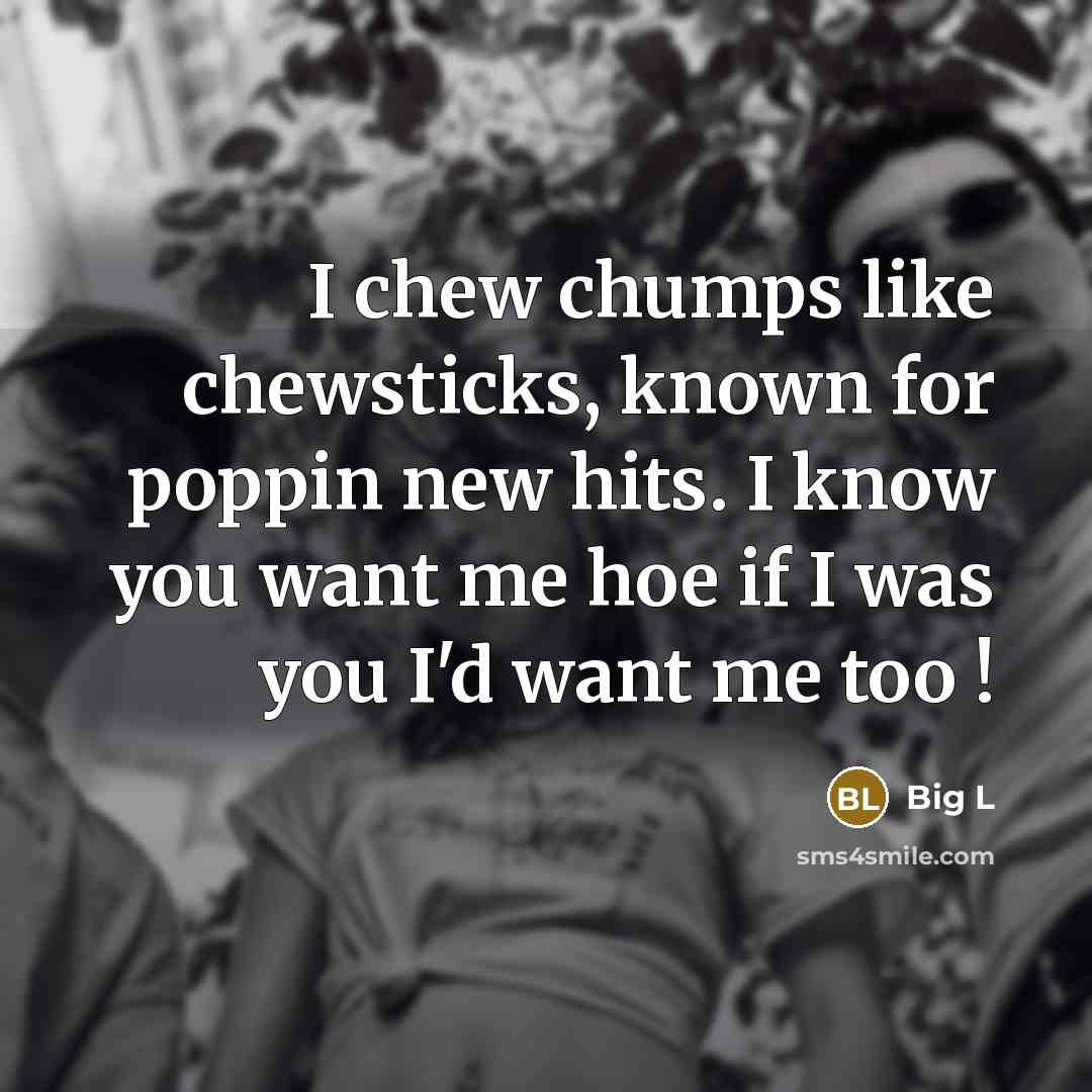 “I chew chumps like chewsticks, known for poppin new hits.…” quote by Big L
