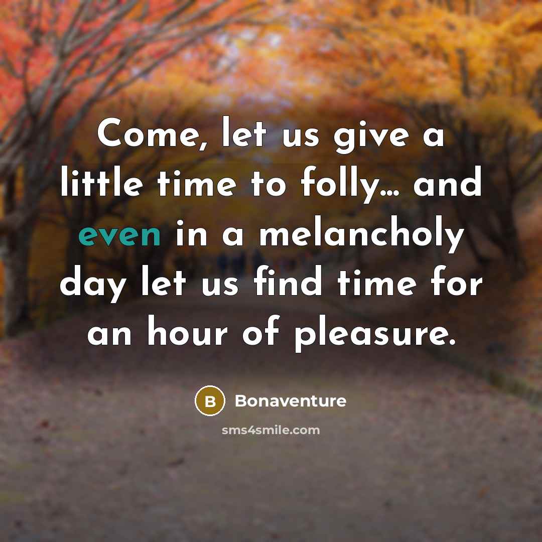“Come, let us give a little time to folly... and…” quote by Bonaventure
