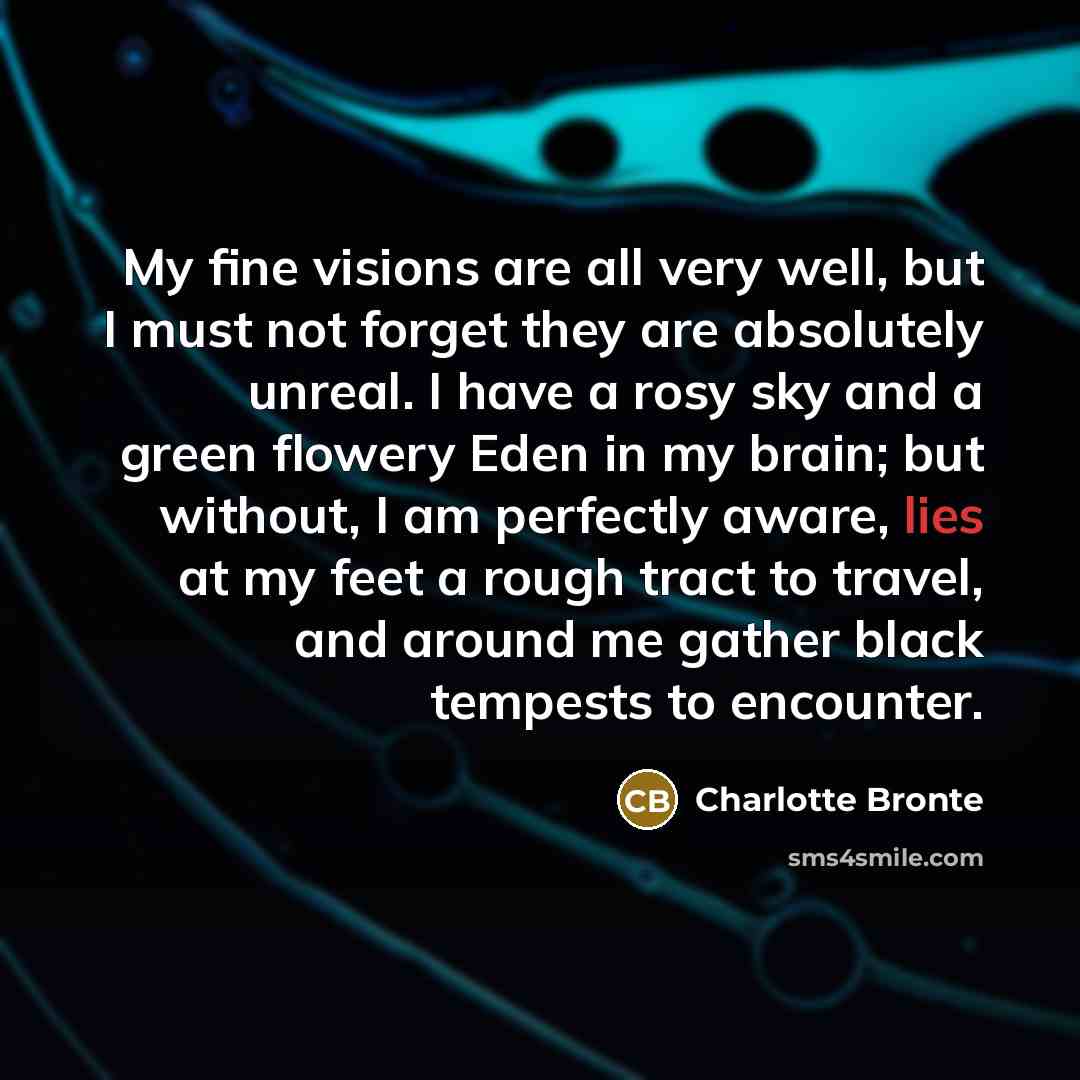 “My fine visions are all very well, but I must…” quote by Charlotte Bronte