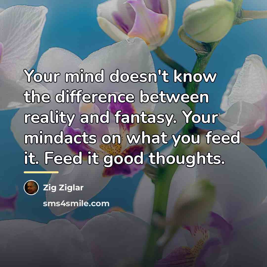 “Your mind doesn't know the difference between reality and fantasy.…” quote by Zig Ziglar