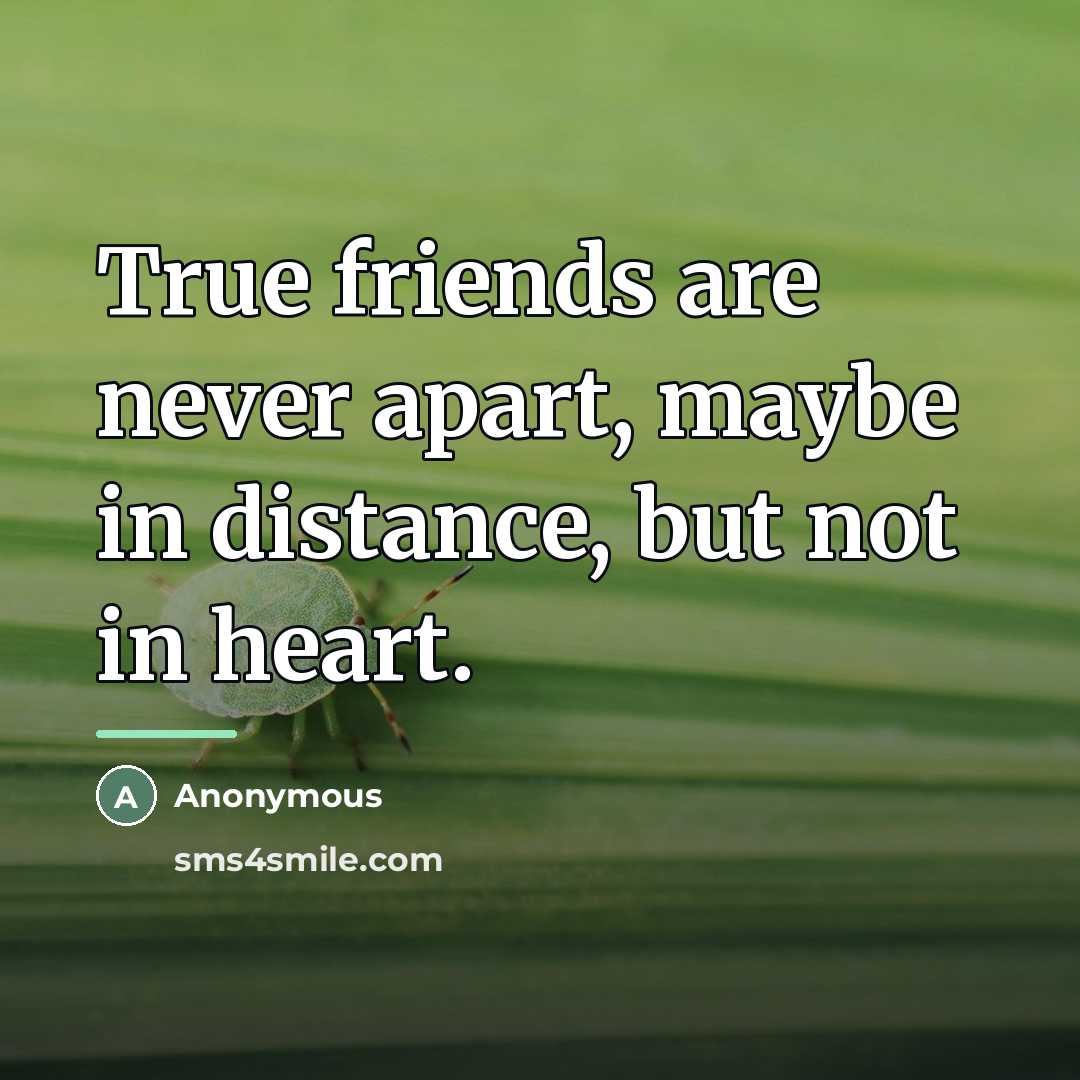 “True friends are never apart, maybe in distance, but not…” quote by Anonymous