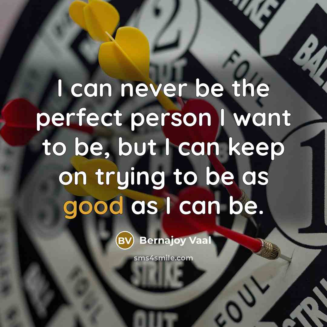 “I can never be the perfect person I want to…” quote by Bernajoy Vaal