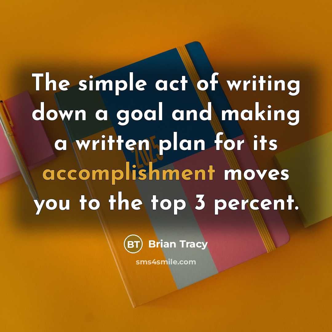 “The simple act of writing down a goal and making…” quote by Brian Tracy