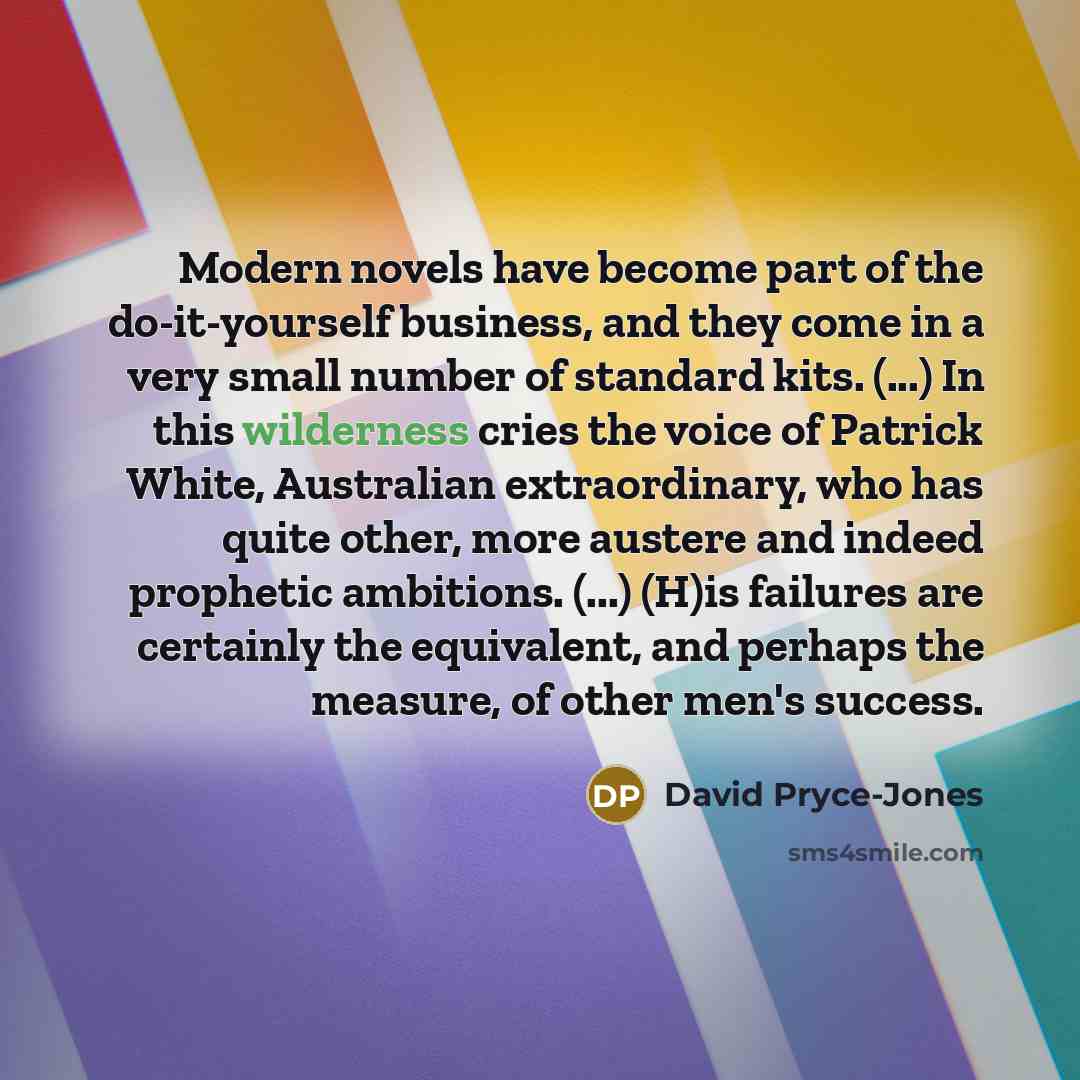 “Modern novels have become part of the do-it-yourself business, and…” quote by David Pryce-Jones