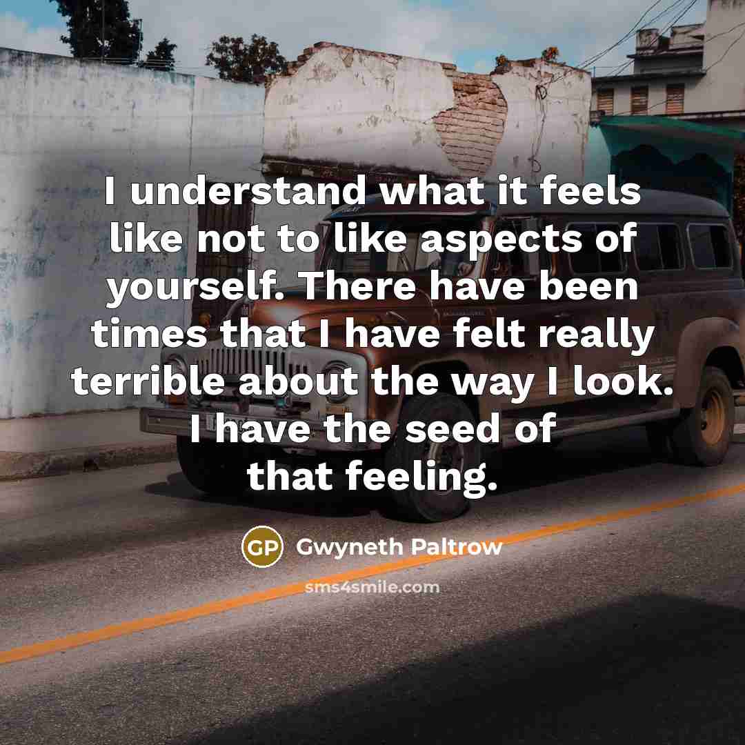 “I understand what it feels like not to like aspects…” quote by Gwyneth Paltrow