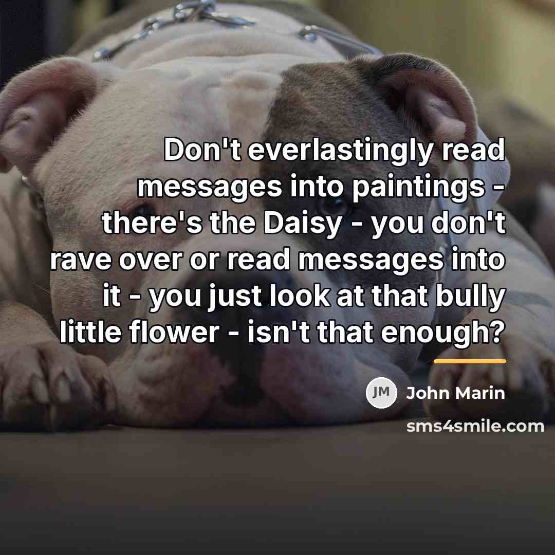 “Don't everlastingly read messages into paintings - there's the Daisy…” quote by John Marin