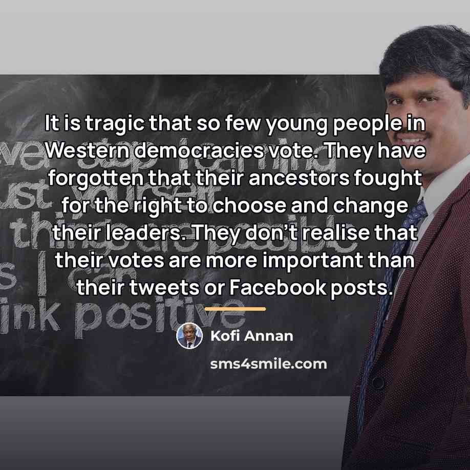 “It is tragic that so few young people in Western…” quote by Kofi Annan