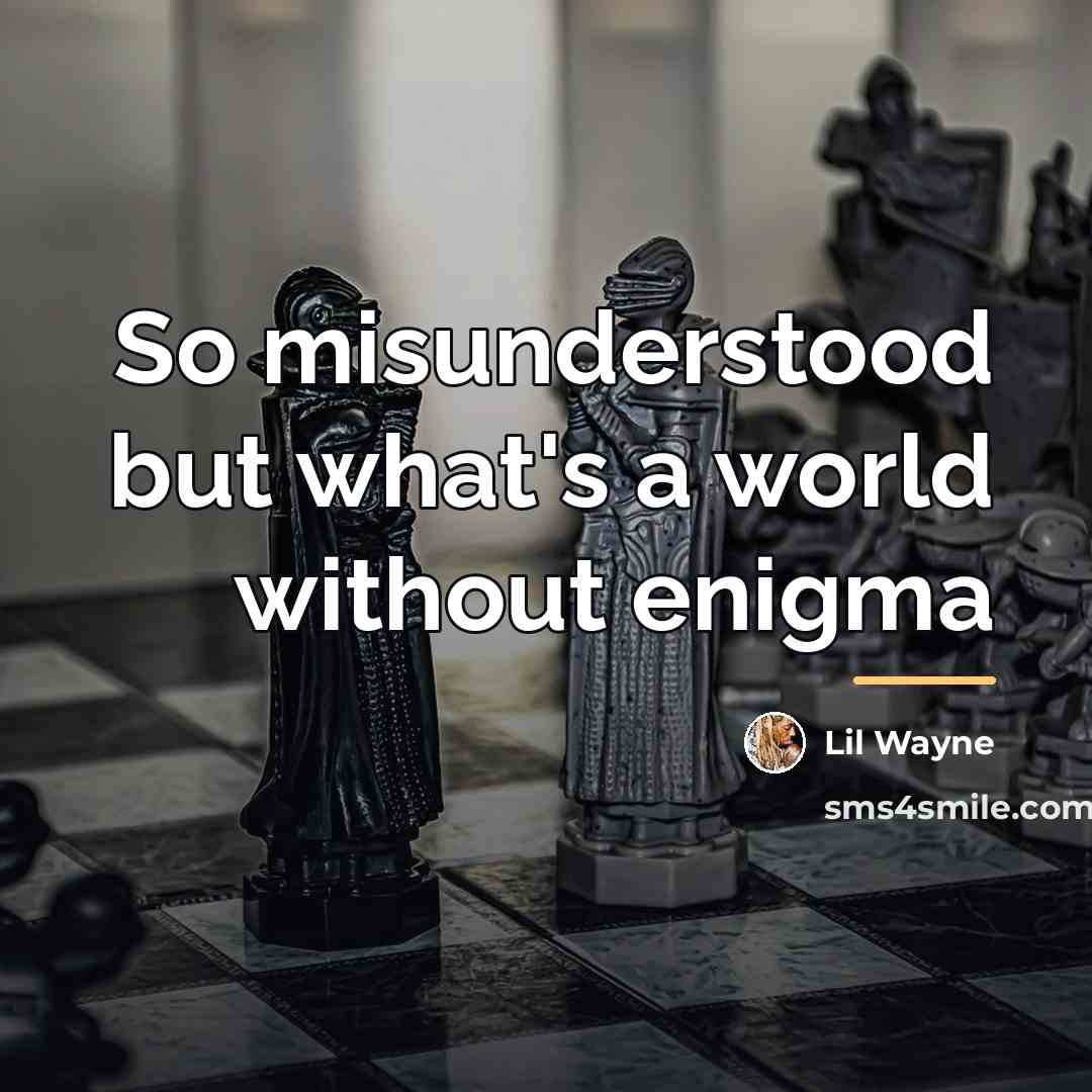 “So misunderstood but what's a world without enigma…” quote by Lil Wayne