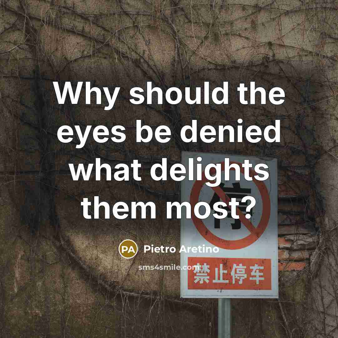 “Why should the eyes be denied what delights them most?…” quote by Pietro Aretino