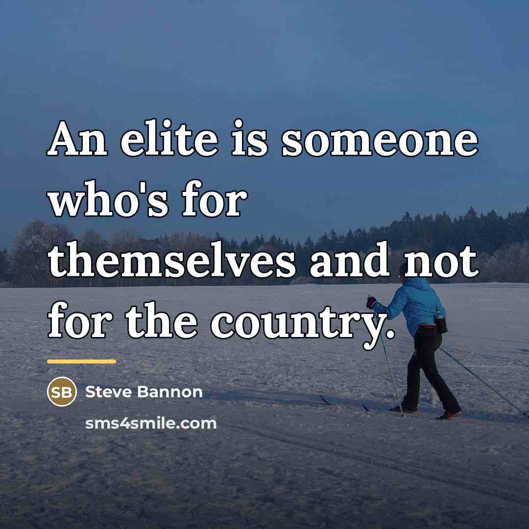 “An elite is someone who's for themselves and not for…” quote by Steve Bannon