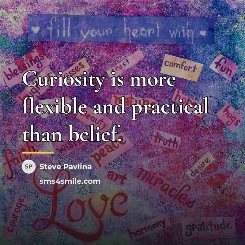 “Curiosity is more flexible and practical than belief.…” quote by Steve Pavlina